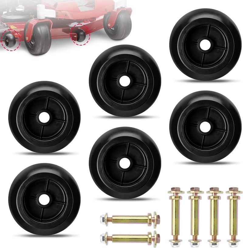 TEMSONE Set of 6 Lawn Mower Anti Scalp Deck Wheel Kit Compatible with Exmark Bad Boy Lawn-Boy Toro Husqvarna Bunton Ferris Replace# 1716353, 103-3168, 1-603299, 022-5234-98, 1-603299, 1-603299, PL7540 - Image 1